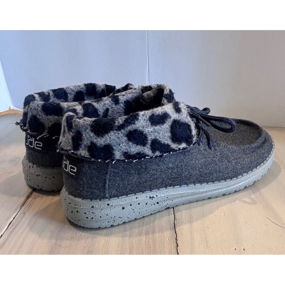Hey Dude Britt Grey Cheetah Wool Blend Lace Up Shoes Womens 7 121773139